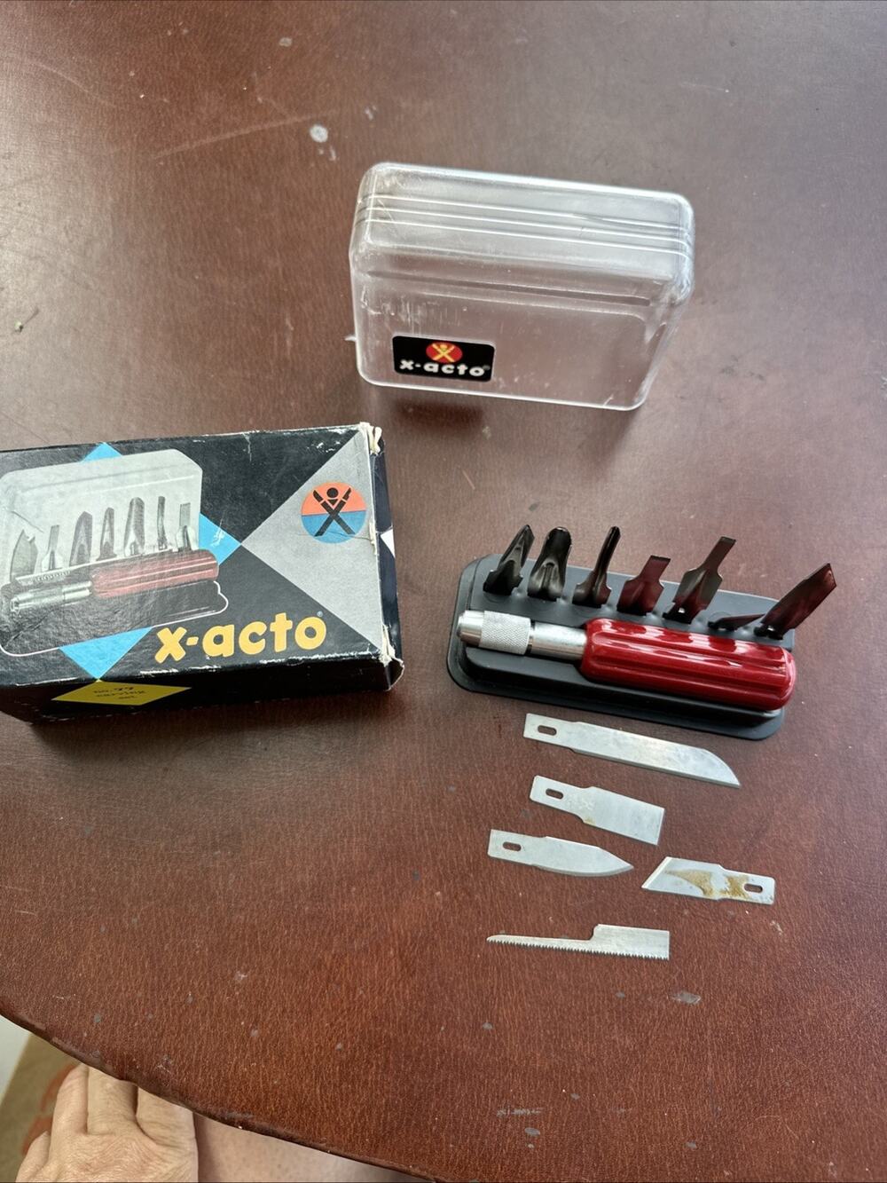 VTG X-Acto No. 77 Wood Carving Set Knife Blades Case & Box USA 12 Blades 1971